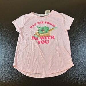 Star Wars Baby Yoda T-Shirt May‎ The Force Be With You Graphic Tee Kids Size 7